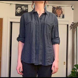 RVCA button up top with split back